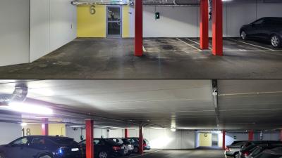 Kvarteret Mars parkeringsgarage - tidsstyrd belysning